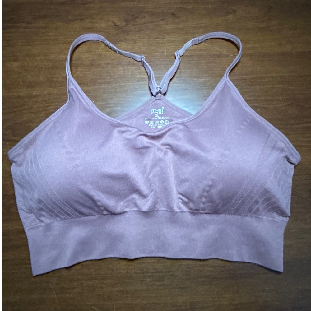 Pro-Fit Seamless Sports Bra XL Dusty Rose Adjustable Racerback Comfort Stretch